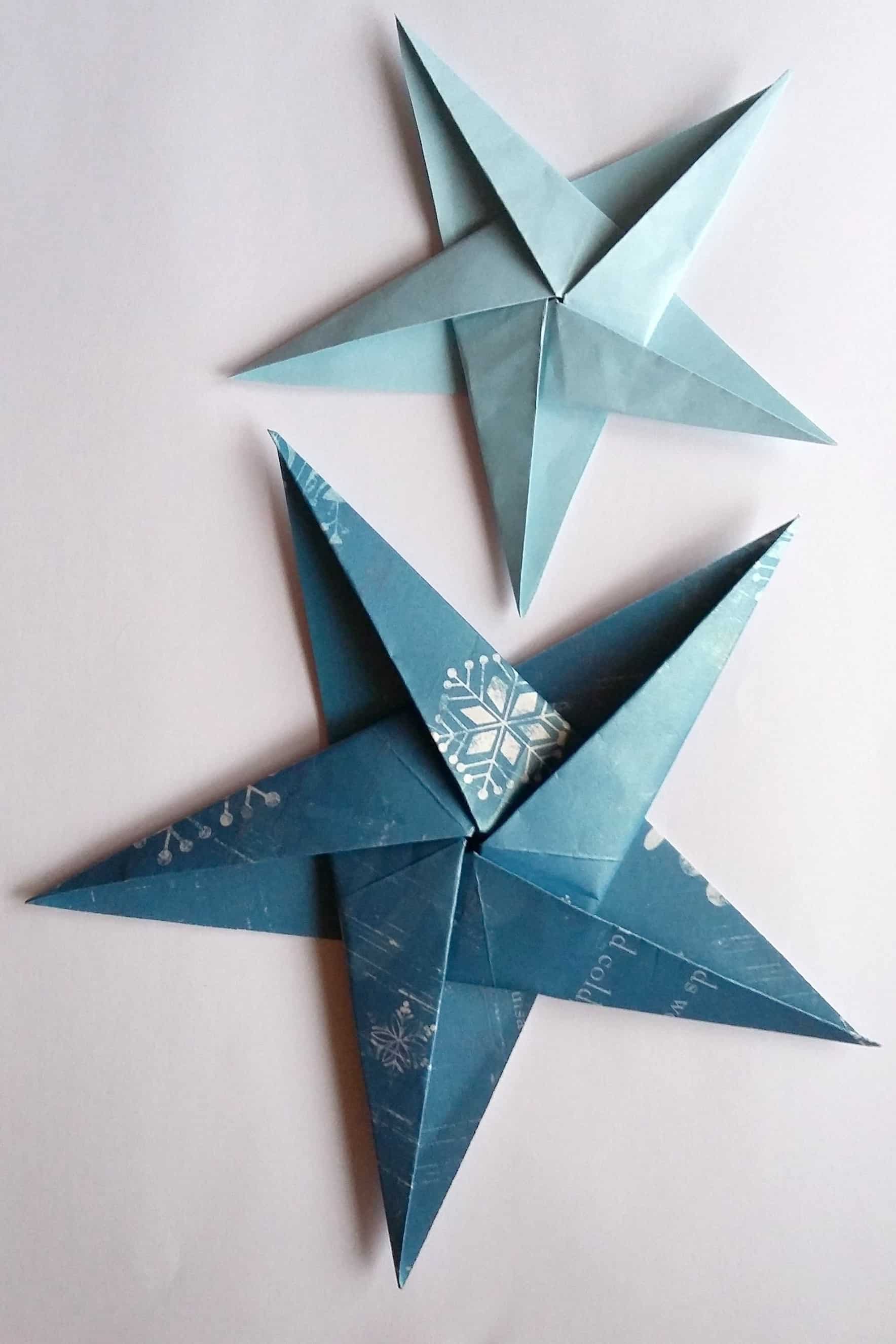 Learn to make a folded paper Christmas tree and an origami star -- simple, quick and effective decorations for Christmas!