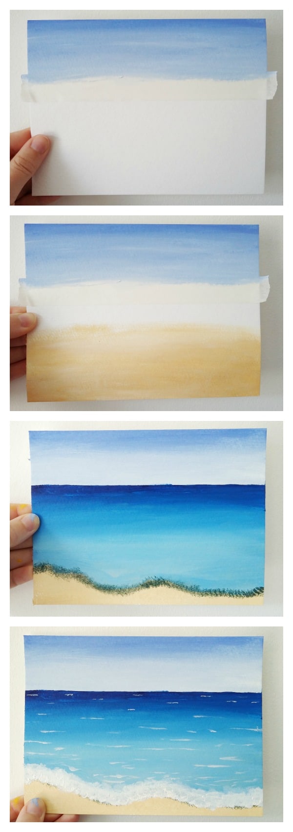 How To Paint A Simple Beach Scene With Acrylics Birch And Button