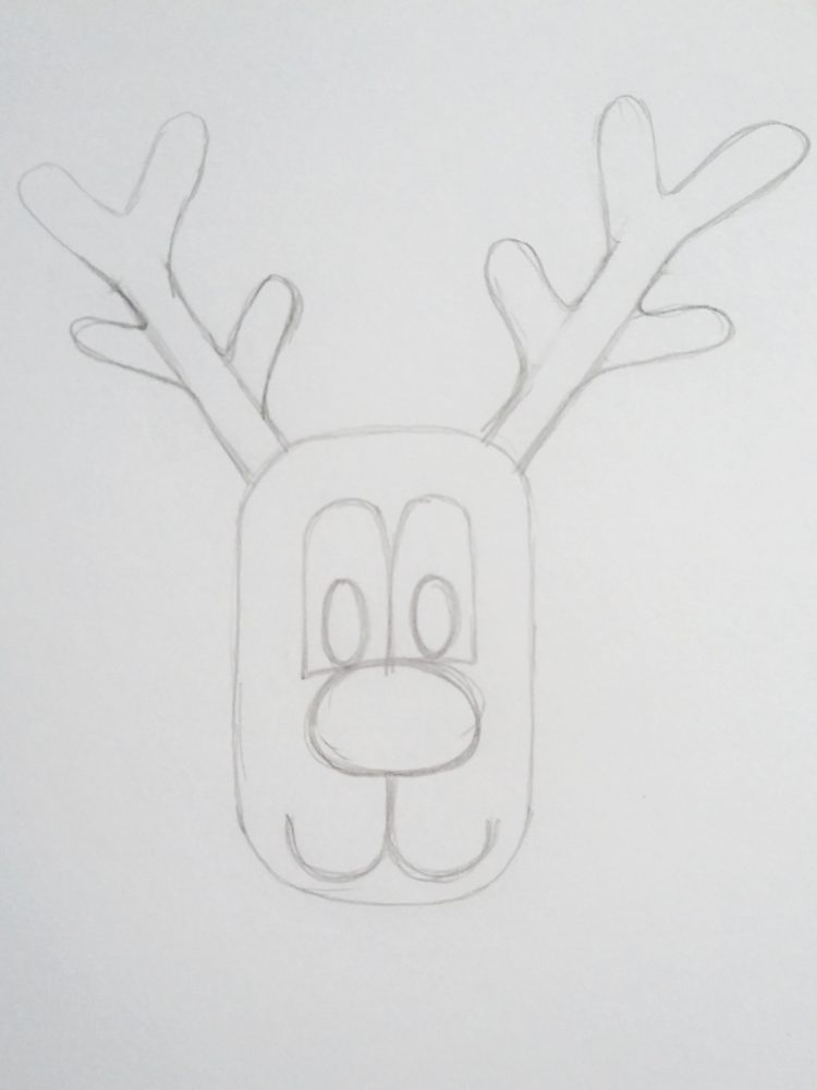 How To Draw A Cartoon Reindeer Face - Birch And Button