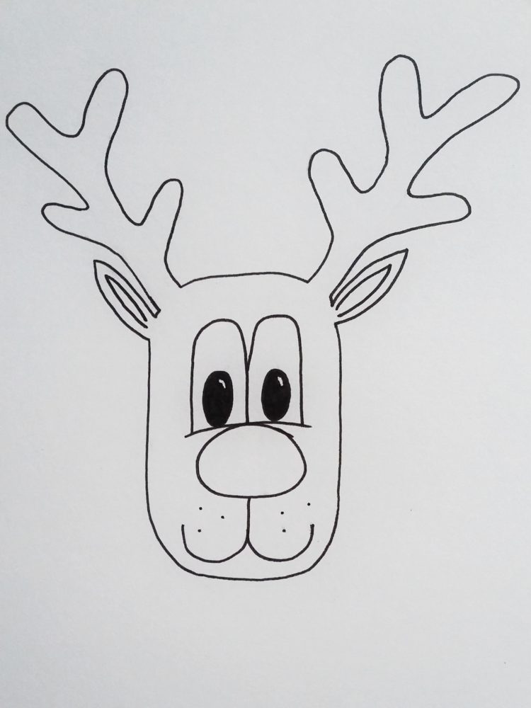 How To Draw A Cartoon Reindeer Face Birch And Button