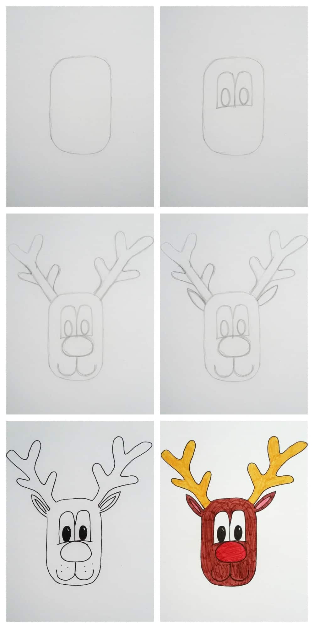 How To Draw A Cartoon Reindeer [step-by-step] - Birch And Button