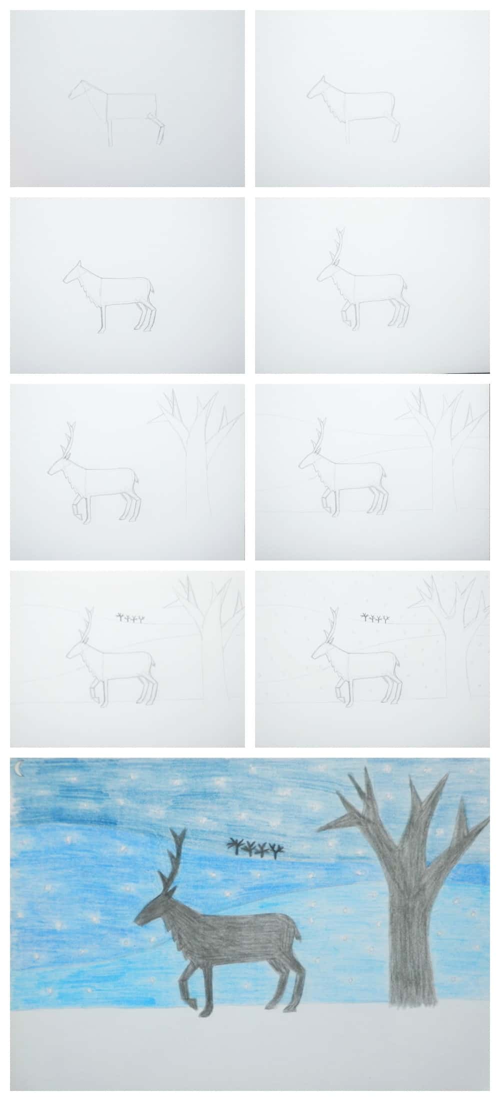 How To Draw A Winter Woodland Scene Birch And Button
