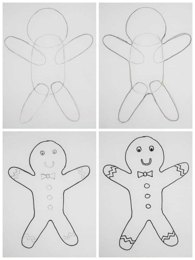 How To Draw A Gingerbread Man Birch And Button