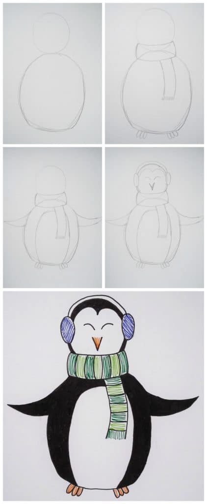 A perfect cold weather drawing project, this cute wintery penguin takes much less time to draw than you probably think. Learn how to draw it in this blog post. 