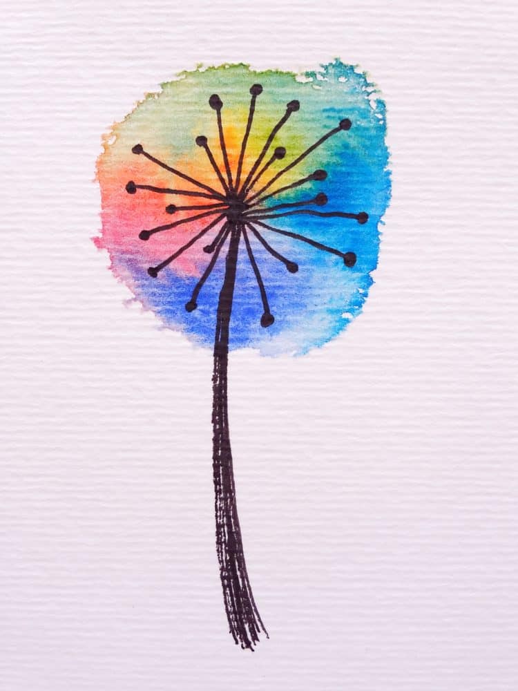 How To Paint A Rainbow Watercolour Dandelion Birch And Button