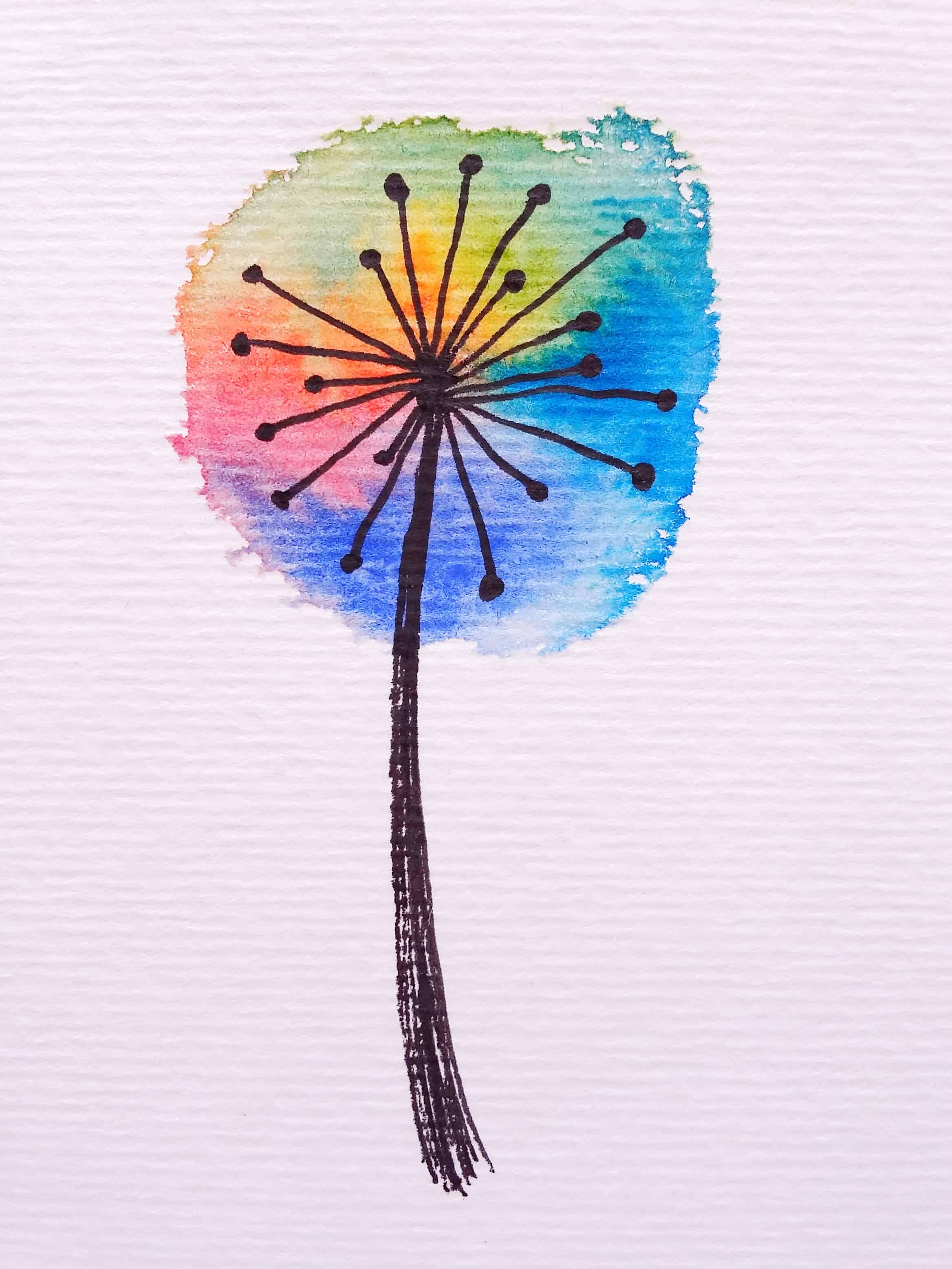 rainbowwatercolourdandelion1 Birch And Button