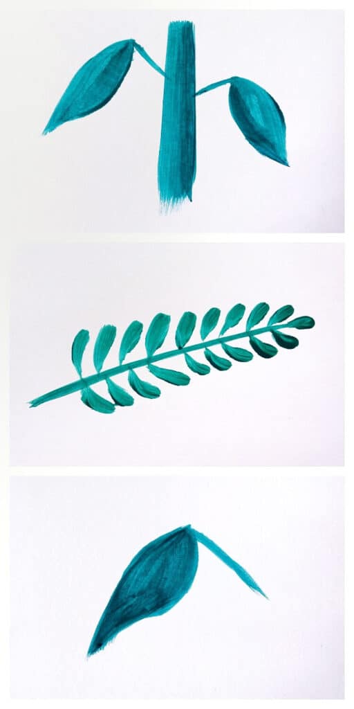 paint simple leaves collage