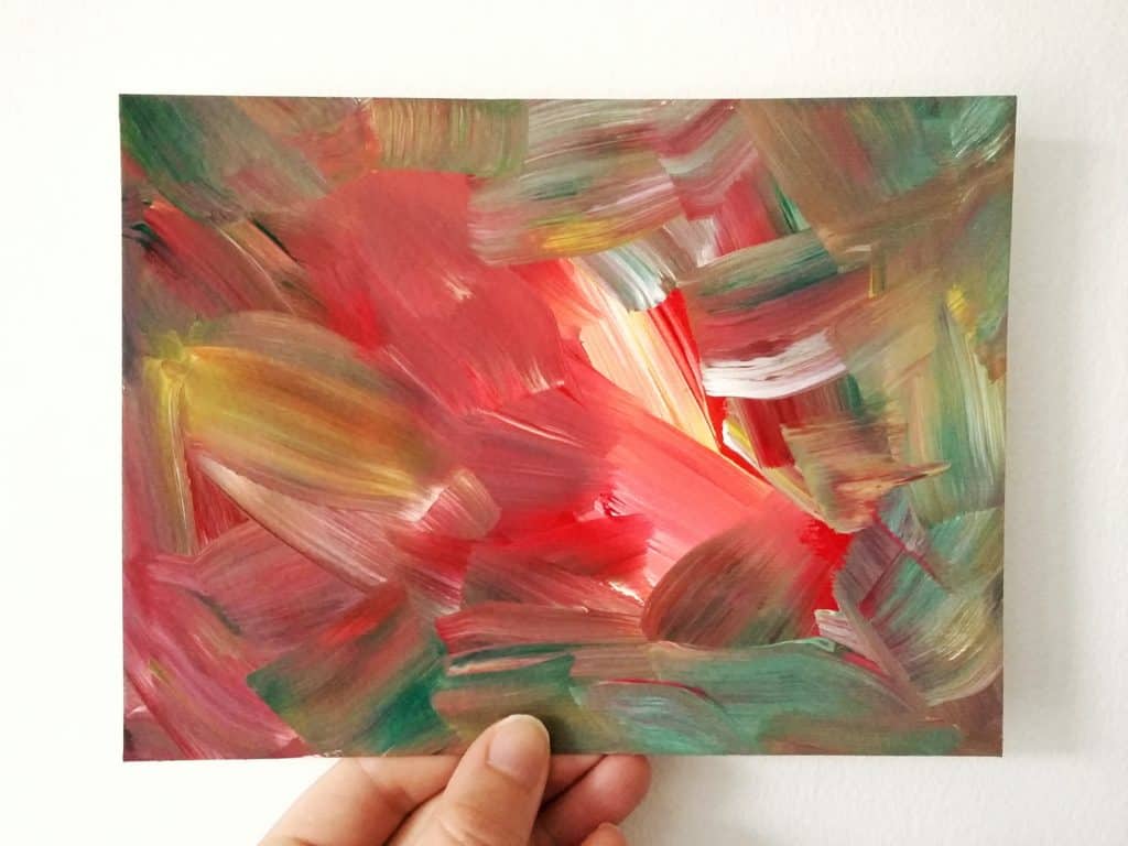 This easy abstract acrylic painting is as simple as squeezing blobs of paint onto the paper or canvas and then blending them together. Click through to read more.