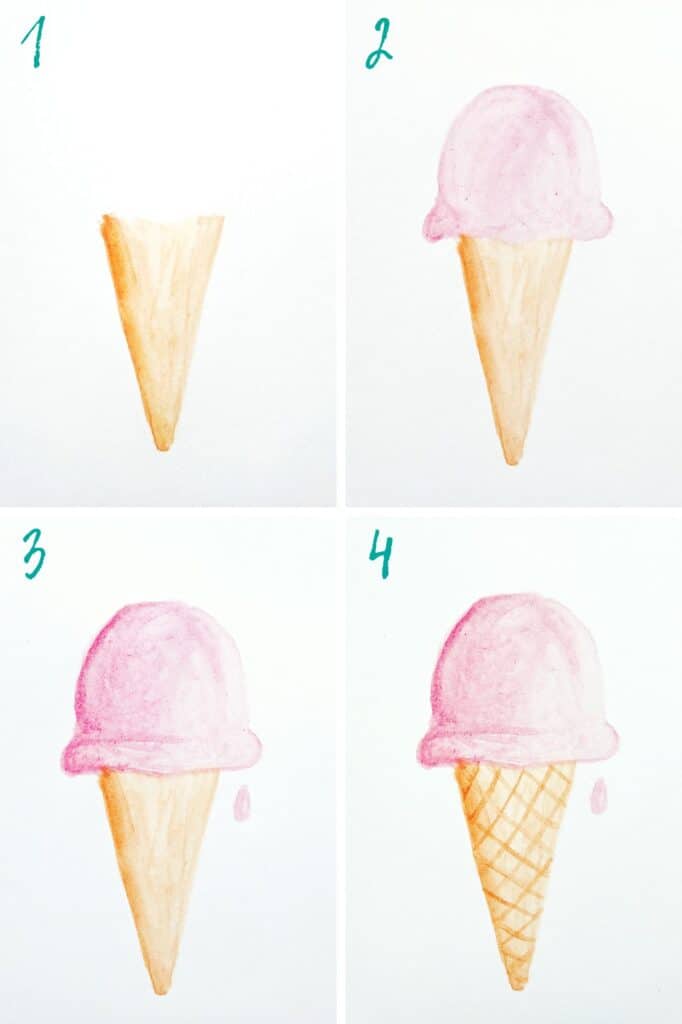 how to paint watercolour ice cream step by step collage
