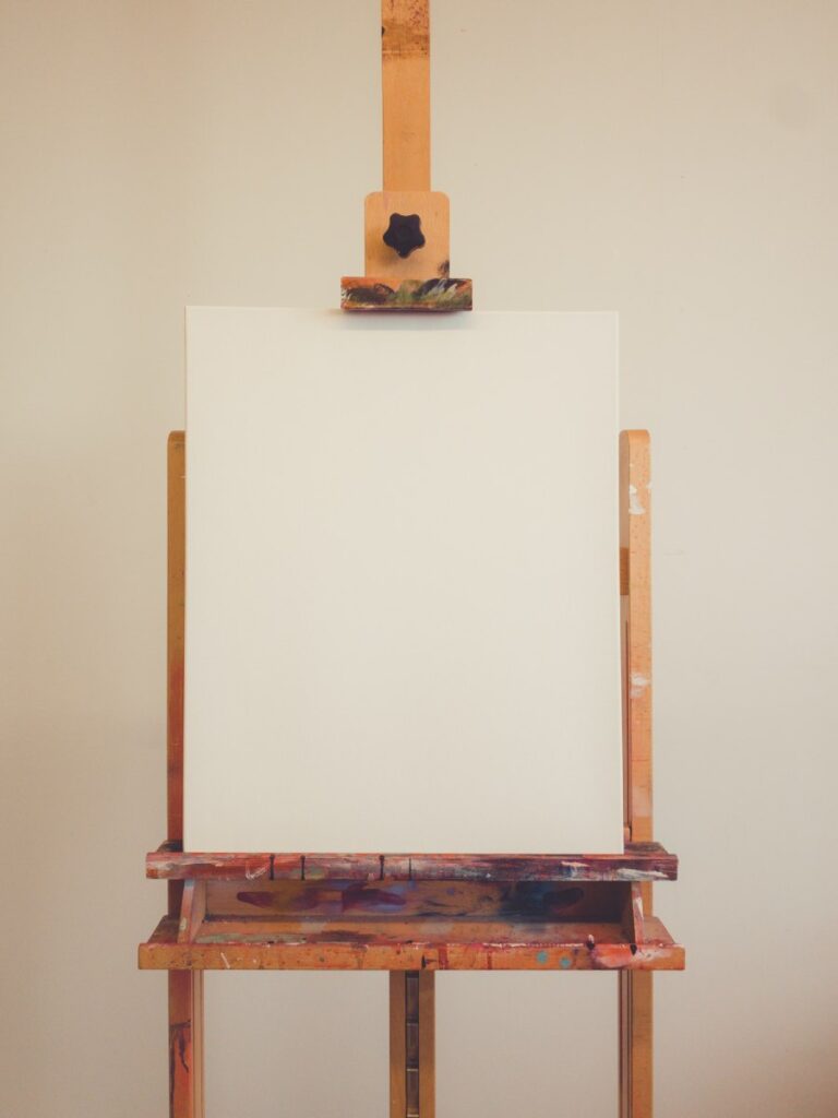 blank canvas on an easel